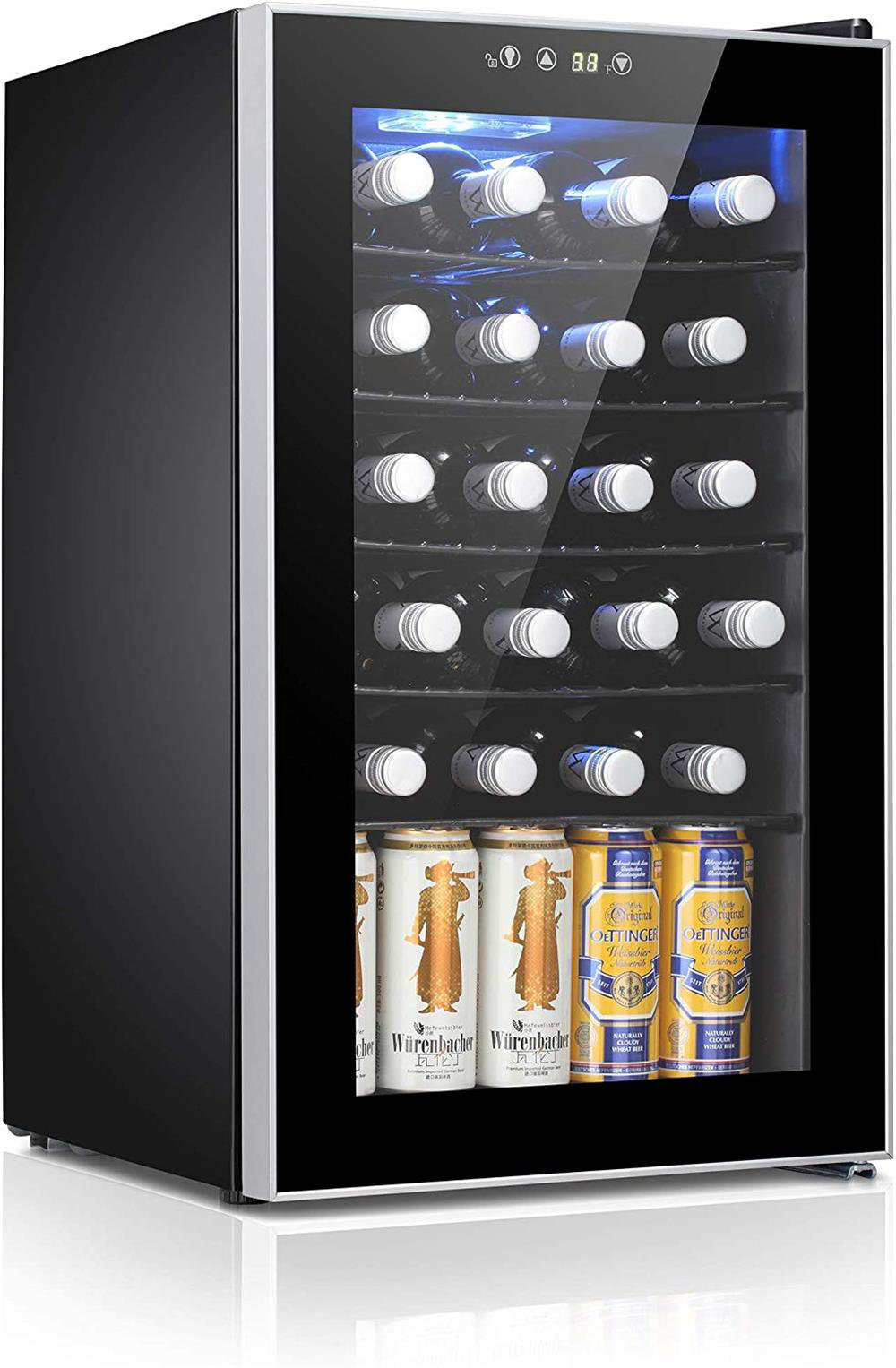 YUKOOL 24 Bottle Single Zone Freestanding Wine and Beverage