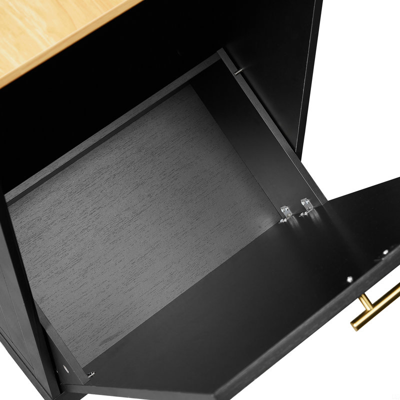 Îlot de cuisine avec armoire de rangement pour poubelle, table pour îlot avec tiroir et tablettes réglables, armoire de bar pour le petit-déjeuner