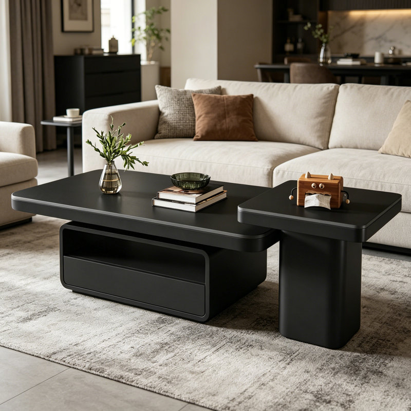 Osée, H 16,53 po x L 43,3 po x l 23,62 po, Noir