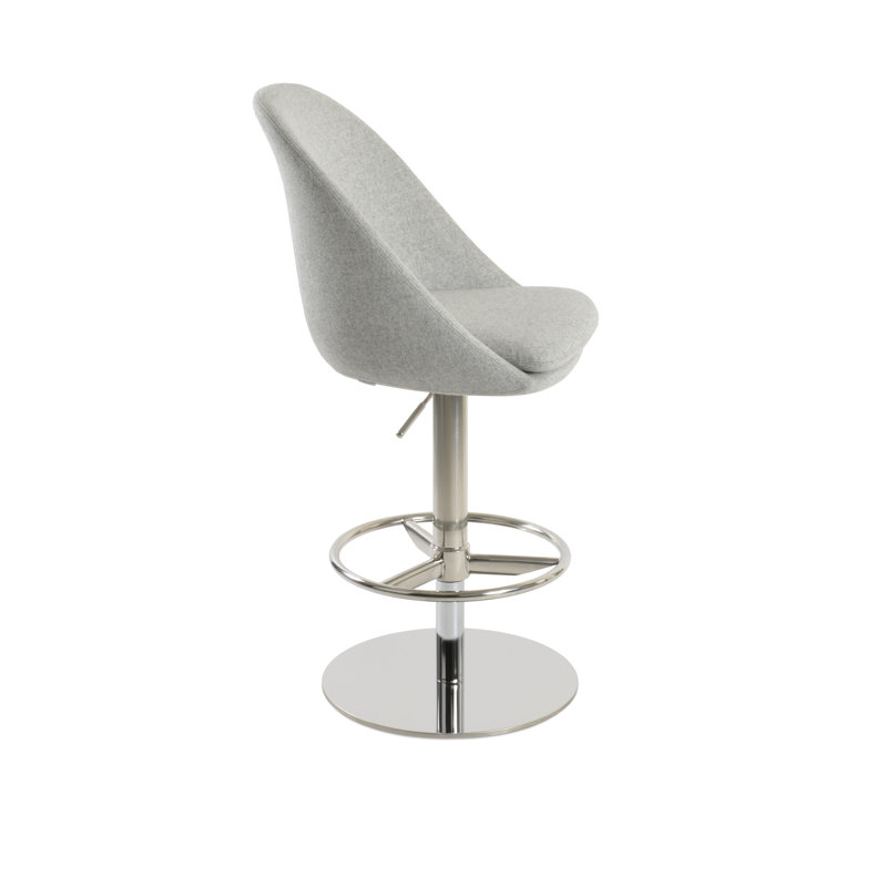 Tabouret Avanos, Laine argentée, Acier inoxydable poli
