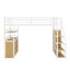 Lit mezzanine double en métal avec escalier de rangement, garde-robe, tablettes et casiers-1265815897