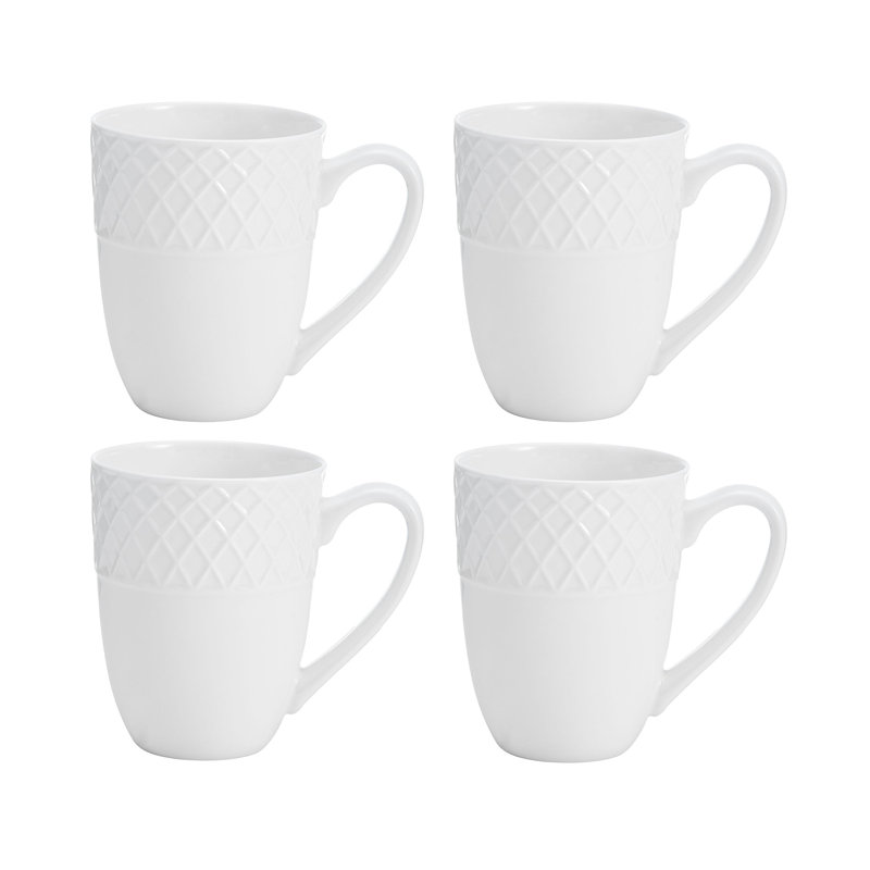 White Porcelain Trellis 16-Piece Dinnerware Set, Service for 4