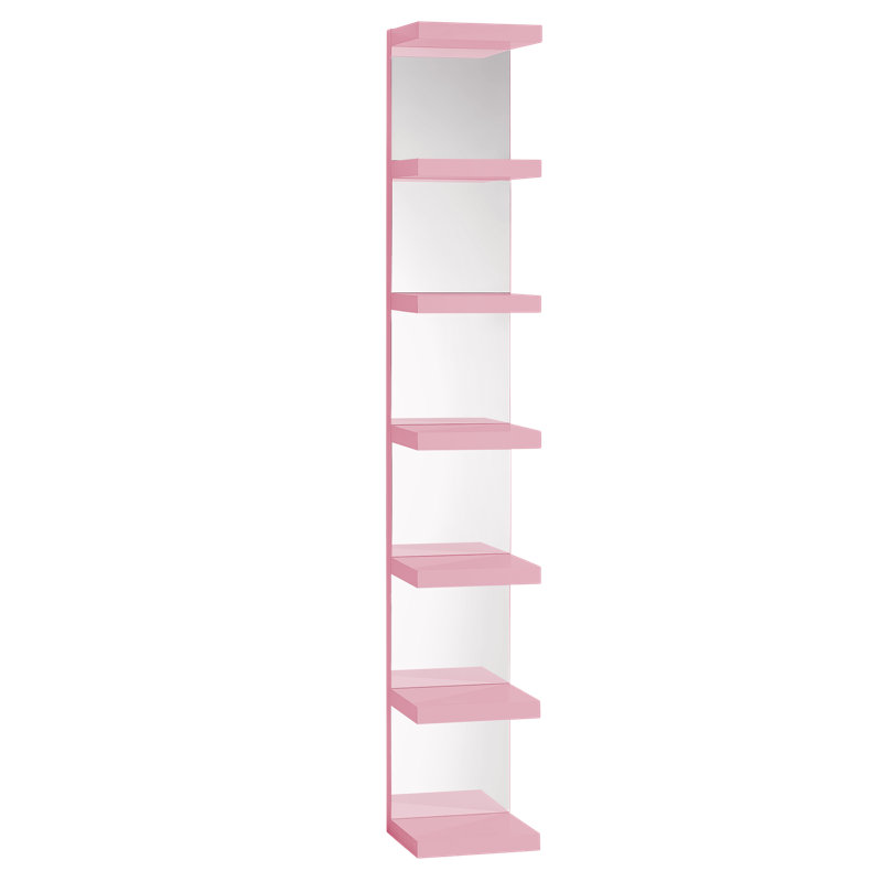 SlayStation Natalie Mirrored Column Display Shelves with Anti Tipping Bracket, Mirrored Back Panel, Pink