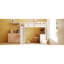 Lit mezzanine simple blanc avec tablettes, bureau - Structure en bois massif pour une durabilité supérieure et une optimisation de l'espace