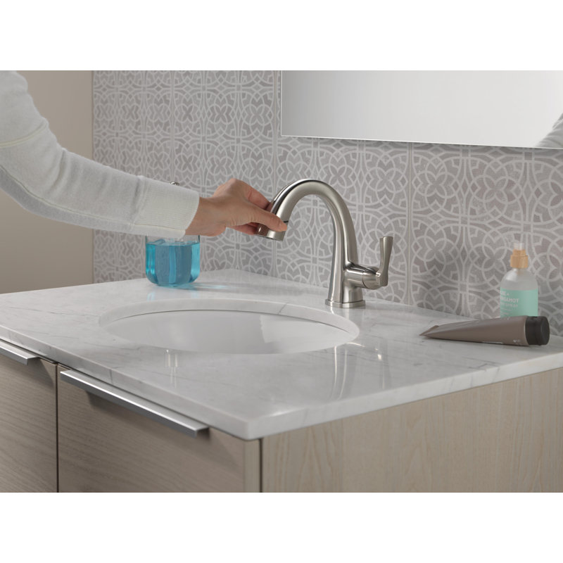 Robinet de salle de bain à un trou avec douchette extractible Stryke, Argent argent