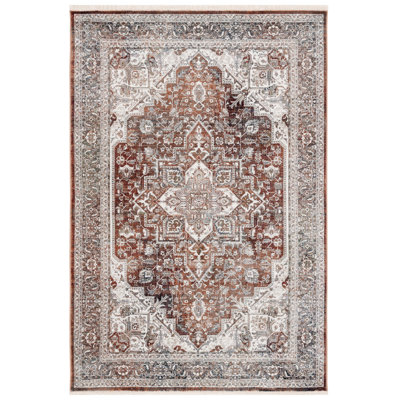 Tapis rétro rouge / ivoire 611