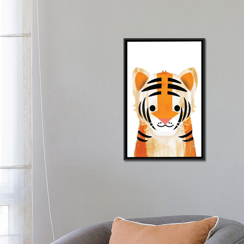 « tiger », art sur toile, H 26 po x l 18 po x P 1,5 po, Toile avec cadre noir, Pas de tapis
