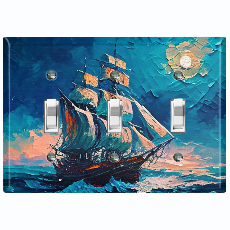 Plaque murale à 3 interrupteurs à bascule Rustic Sea