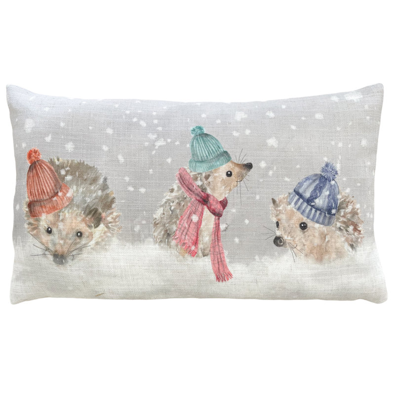 Snowy Hedgehogs Rectangular Lumbar Cushion