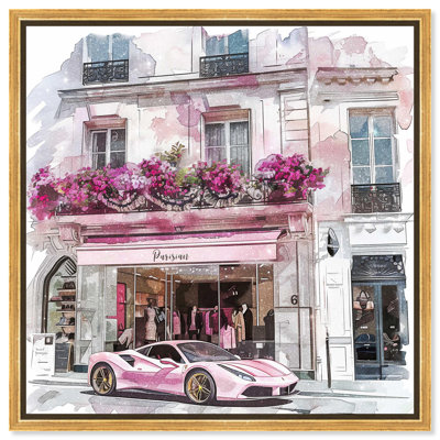 Petite Pink Store Drive By Canvas Fashion Illustration by Art Remedy