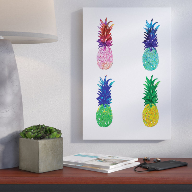 « ananas », peinture, H 26 po x l 18 po x P 1,5 po, Toile avec cadre noir