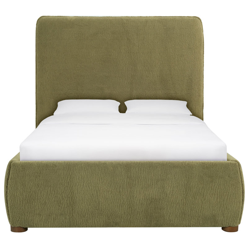 Callahan Upholstered Bed, Olive Green Faux Sherpa, Twin
