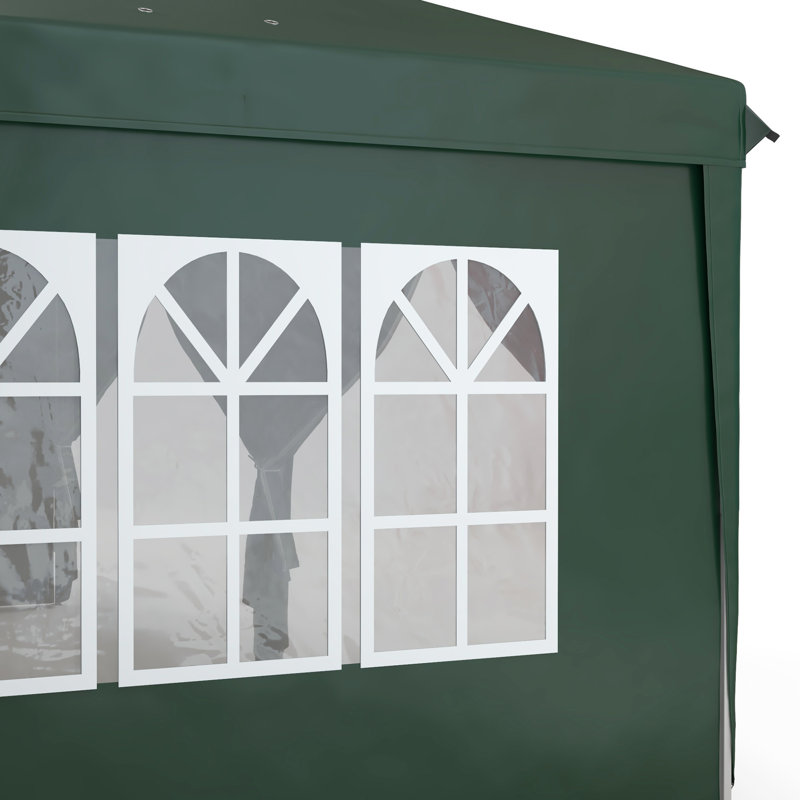 3 X 6m Pop-up Gazebo With Removable Curtain Walls & Windows, Weather-resistant Oxford Canopy, Powder-coated Steel Frame, Portable Carry Bag, Outdoor Garden Party Tent, Dark Green