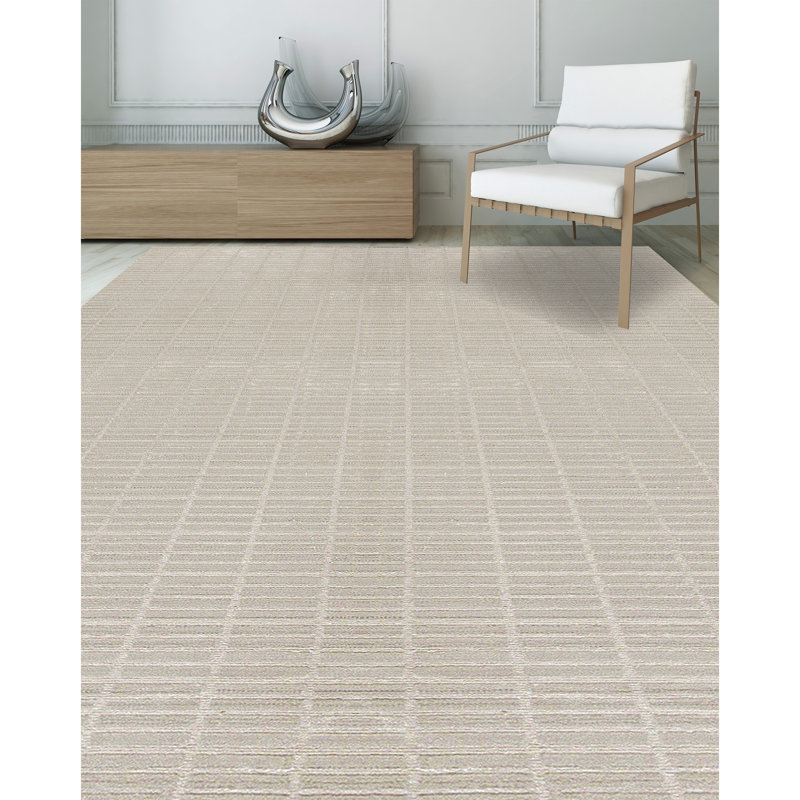 Hand-Knotted High-Quality White Area Rug