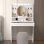 Tamme Modern Dressing Table with Lighted Round Mirror & Storage, Compact Vanity Desk-466833563