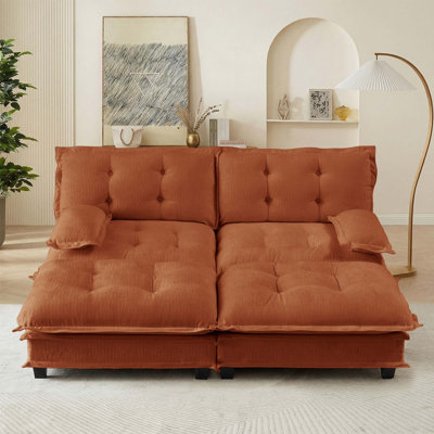 Canapé modulaire en tissu chenille respirant avec 2 repose-pieds, facile à assembler pour le confort du salon