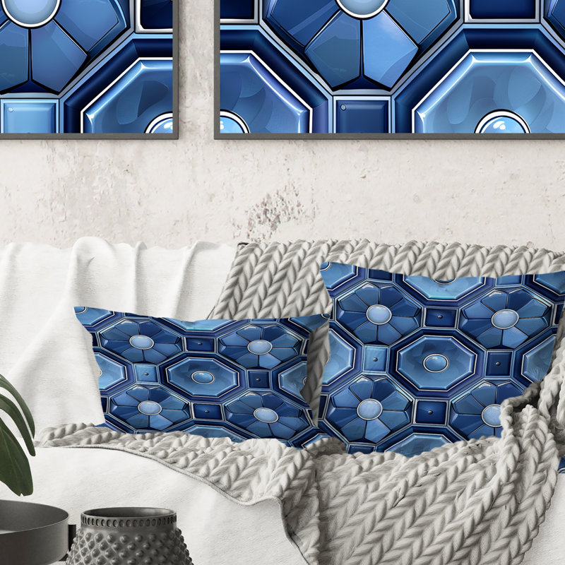 Coussin Blue Octagon Patten I - moderne, H 18 po x l 18 po