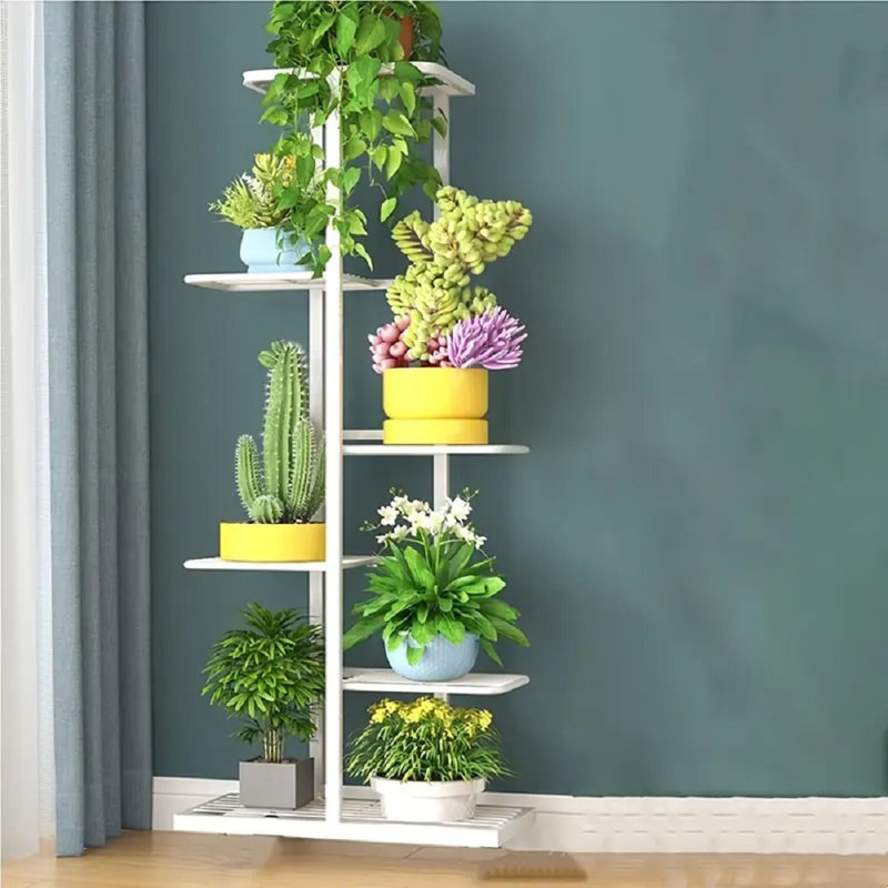 Support à plantes à 6 niveaux pour plantes d'intérieur Tablette à 7 pots à fleurs multiples Support à pot de fleurs pour patio