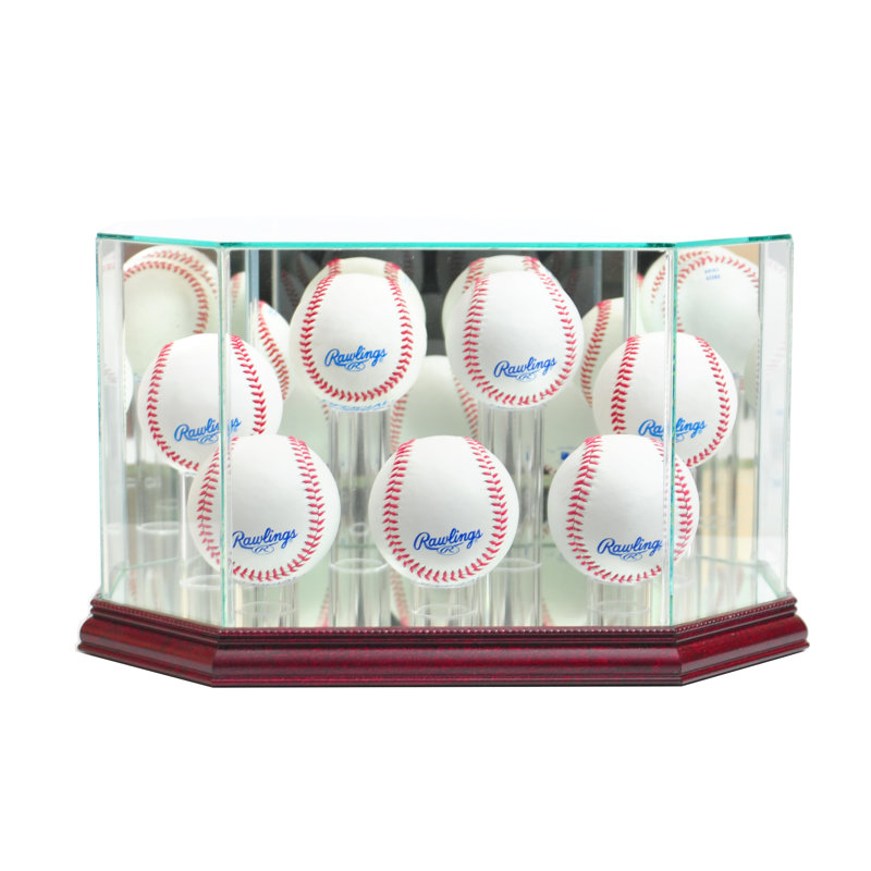 Perfect Cases And Frames 9.5'' W 9.5'' D Baseball Glass Ball / Puck Case, Cherry