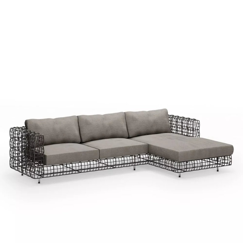 Yin & Yang Outdoor 4 - Seat Patio Sectional, Canvas Taupe, Brown