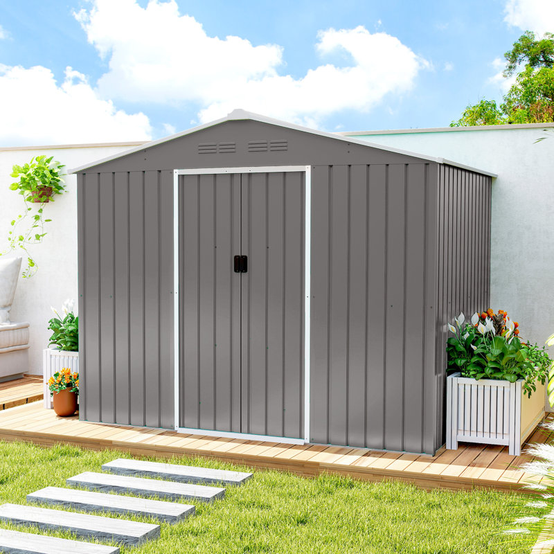 Garden Storage Shed, Light Grey