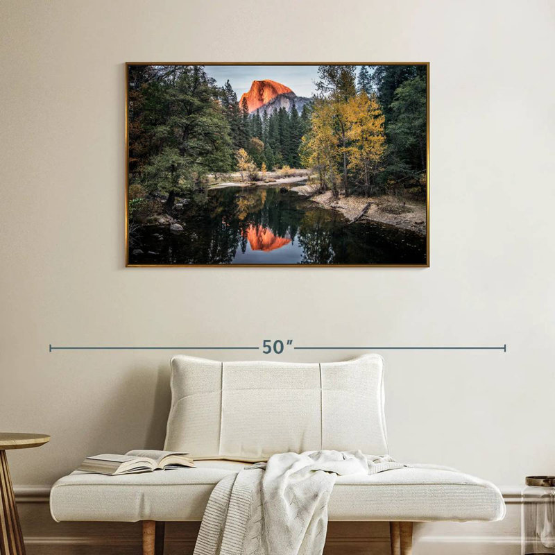 Yosemite Glassy Creek, Cadre flottant doré, 40 po x 27 po