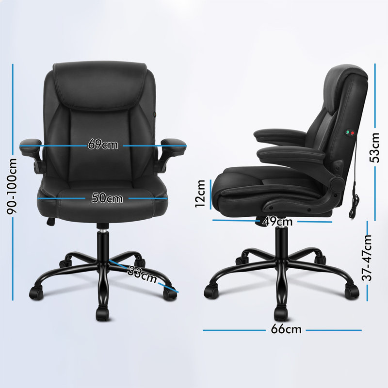 17 Stories Adjustable Faux Leather Swiveling PC & Racing Game Chair, Black