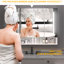 Armoire de salle de bain 39 po x 28 po avec miroir et lumières à DEL - Style moderne, blanc, fixation murale, imperméable, aluminium, plusieurs pouces de rangement, compartiment à plusieurs niveaux