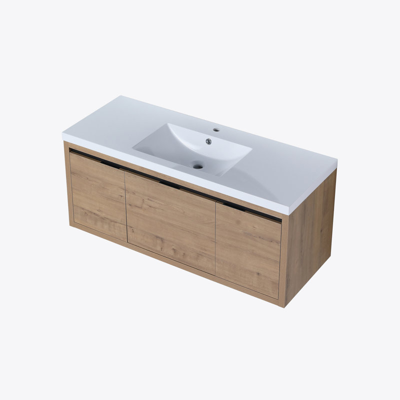 48 Inch Bathroom Cabinet With Sink,Soft Close Doors and Drawer,Float Mounting Design,48x18(KD-Packing), Wood