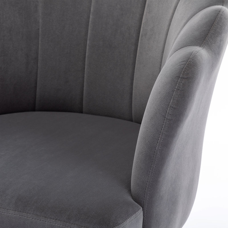 Fauteuil demi-tonneau 26,75 po, Velours gris