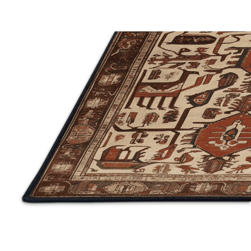Tapis brun lavable à la machine, Rond 3 pi