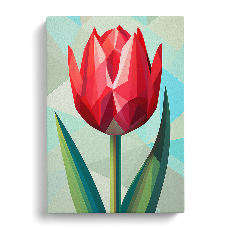 Tulip Flower Geometric - No Frame Print, 76cm H x 50cm W x 3cm D