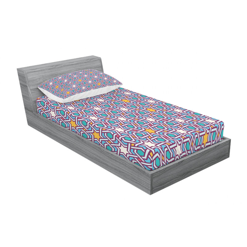 Microfiber Geometric Sheet Set, Twin Sheet Set with Fitted Sheet