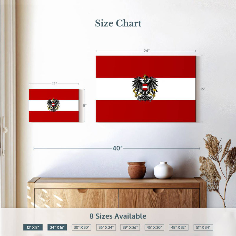 Drapeau de l'Autriche, H 16 po x l 24 po