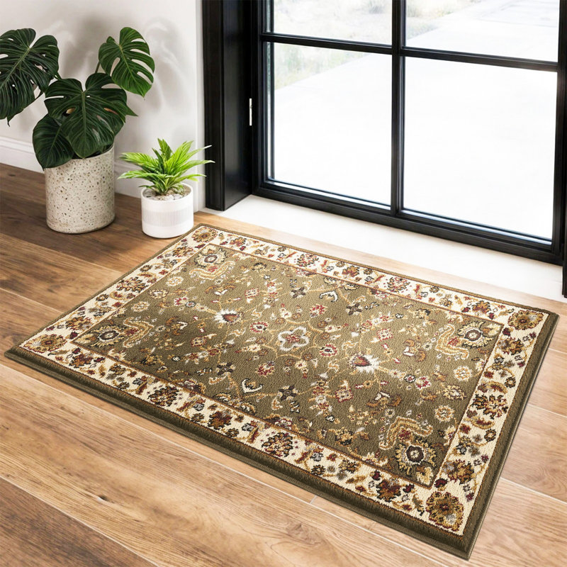 Tapis contemporain d'intérieur, Rectangle 5 pi 3 po x 7 pi 3 po, Rouge