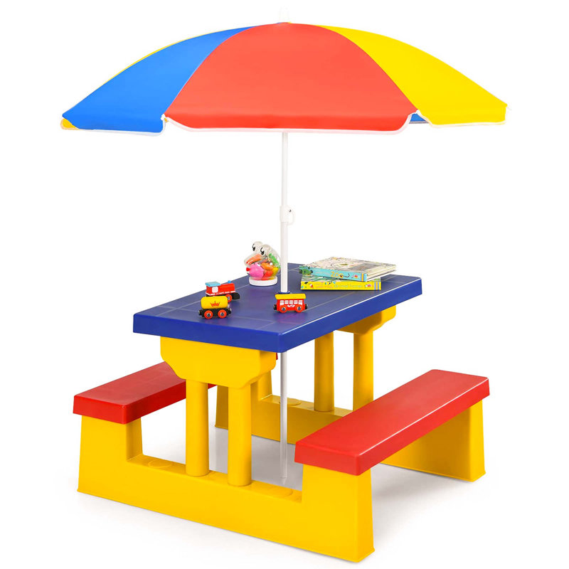 Tichenor Kids Rectangular Outdoor Table Or Chair and Chair Set