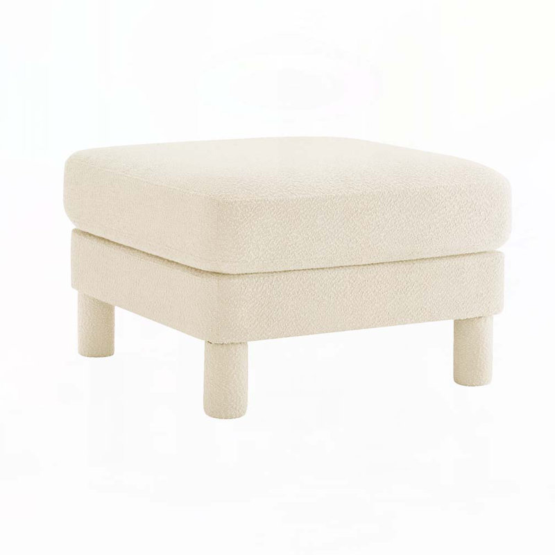 Boucle Upholstered Ottoman For Sectional, Beige