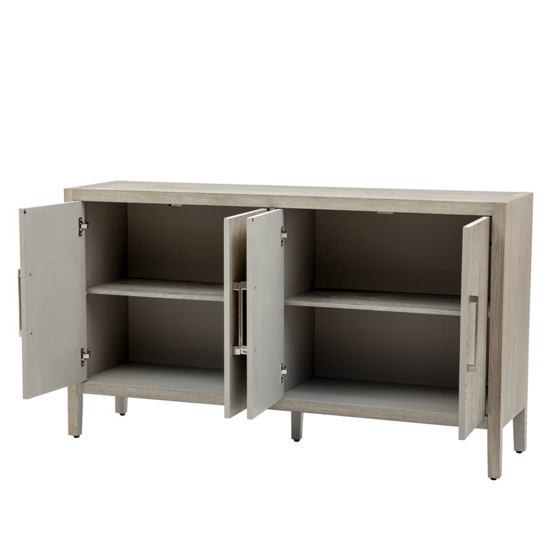 Buffet avec 4 poignées en métal, Gris