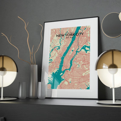 « new york city map », reproduction d’impression sur affiche en vert