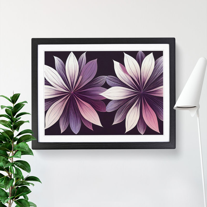 Desirable Modern Flowers - Single Picture Frame Print, Black, 25cm H x 34cm W x 2cm D