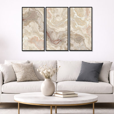 Marbre blanc naturel onyx blanc - ensemble d'art mural sur toile Glam