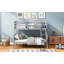 Lit superposé simple au dessus d'un lit double avec échelle de sécurité et garde-corps, idéal pour la chambre à coucher, gris-864712822