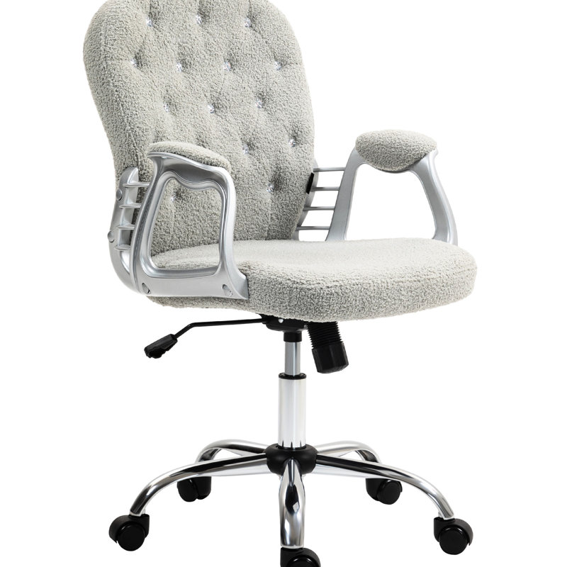 Chaise de bureau grise en polaire grise pour bureau, hauteur de siège réglable de 19,25 po à 22,75 po, pivotant à 360 °, avec chaise lombaire en relief