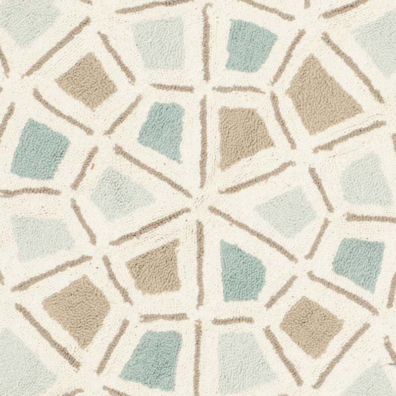 Tapis bleu en coton touffeté à la main Spring Wheel, Rectangle 8 pi 6 po x 11 pi 6 po