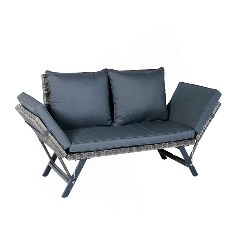 1 PCS Patio Wicker Side Foldable Bench Patio Backyard Conversation Bench