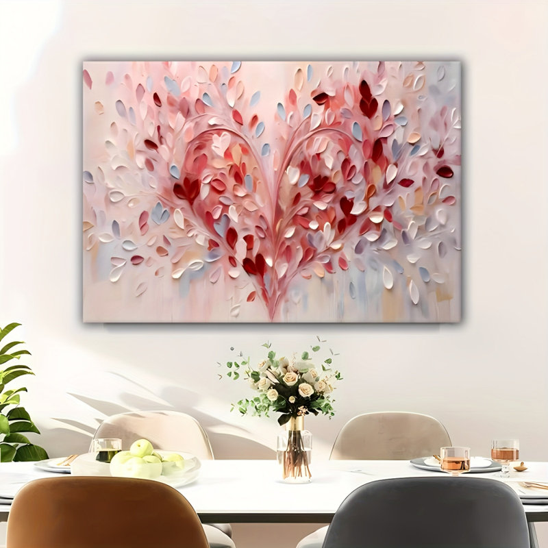 Impression sur toile romantique avec cœur texturé romantique - Urban Studio, 40*28 pouces (100*70*2 cm)