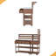 Chariot de cuisine en bois massif pour îlot de cuisine 62,3 po avec plateau en acier inoxydable, table de jardin avec tablette surélevée et tiroirs-1353836098
