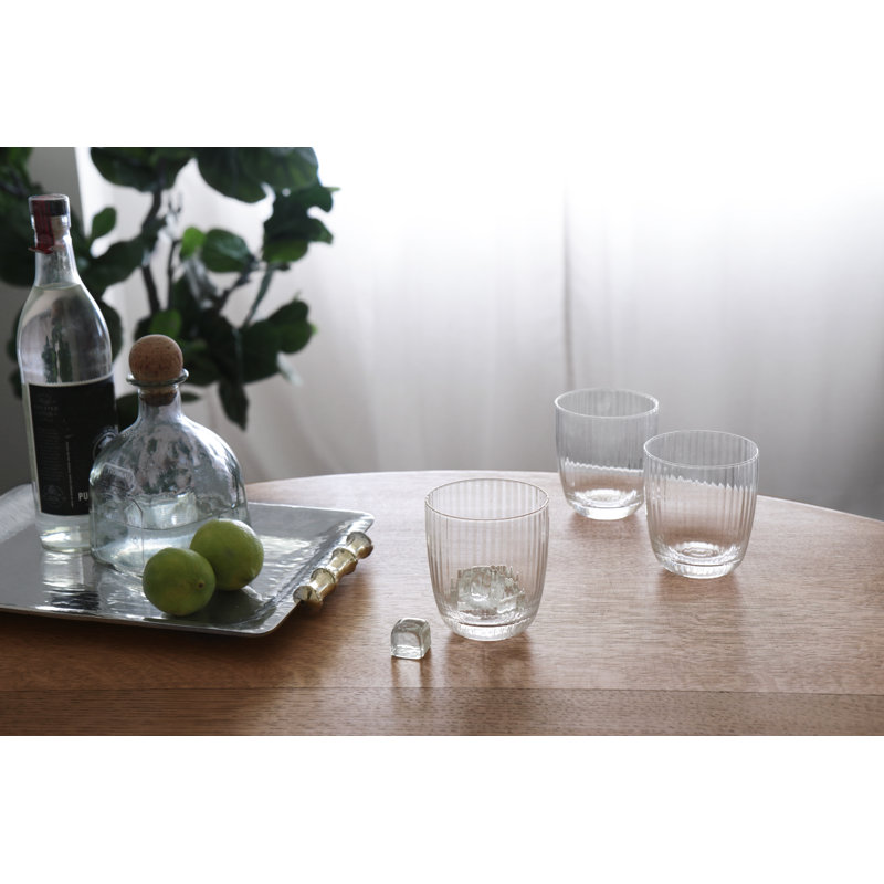 Clear Ribbed Stemless Glassware Set of 4, 12oz