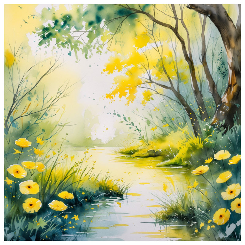 Couvre-lit matelassé Springtime Forest Stream toutes tailles, Grand lit