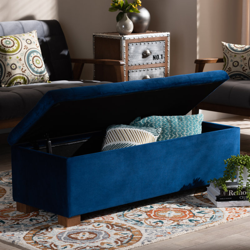 Banc de rangement avec repose-pieds Mesina, Bleu marine